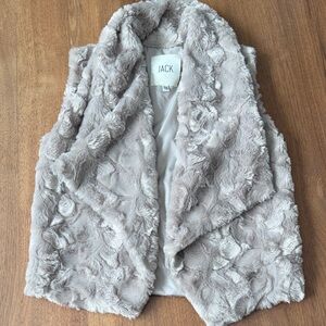 JACK Plush Faux Fur Vest in Light Taupe